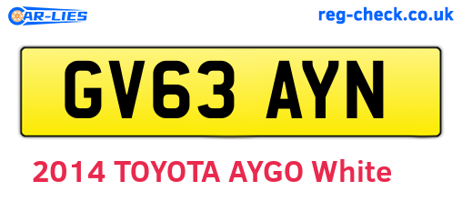 GV63AYN are the vehicle registration plates.