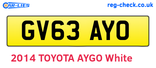 GV63AYO are the vehicle registration plates.
