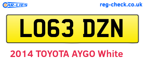 LO63DZN are the vehicle registration plates.