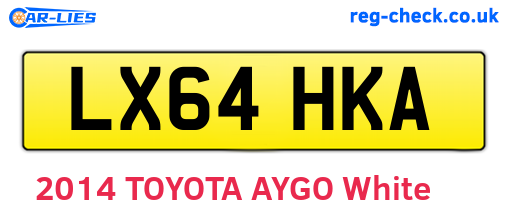 LX64HKA are the vehicle registration plates.