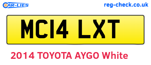 MC14LXT are the vehicle registration plates.