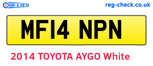 MF14NPN are the vehicle registration plates.