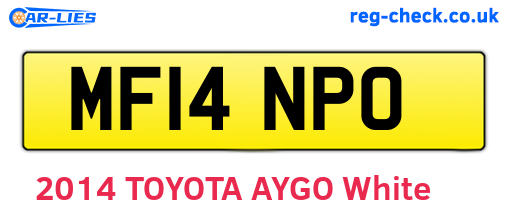 MF14NPO are the vehicle registration plates.