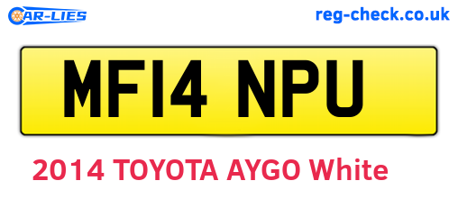MF14NPU are the vehicle registration plates.