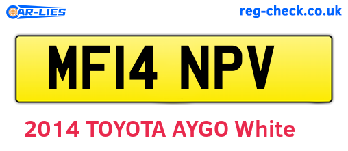 MF14NPV are the vehicle registration plates.