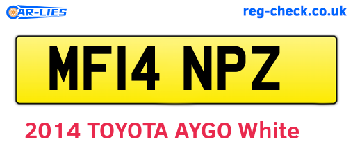 MF14NPZ are the vehicle registration plates.