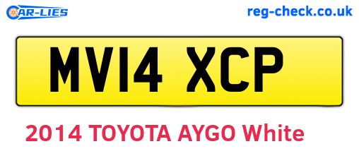 MV14XCP are the vehicle registration plates.