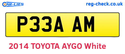 P33AAM are the vehicle registration plates.