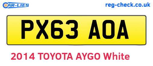 PX63AOA are the vehicle registration plates.