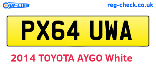 PX64UWA are the vehicle registration plates.