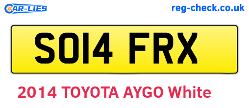 SO14FRX are the vehicle registration plates.