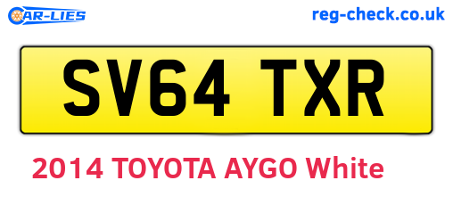 SV64TXR are the vehicle registration plates.