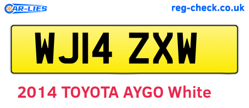 WJ14ZXW are the vehicle registration plates.