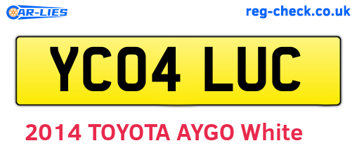 YC04LUC are the vehicle registration plates.