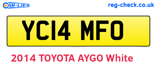 YC14MFO are the vehicle registration plates.