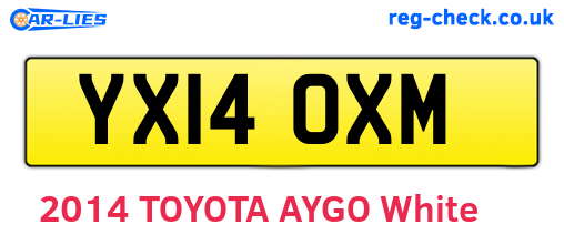 YX14OXM are the vehicle registration plates.