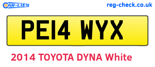 PE14WYX are the vehicle registration plates.