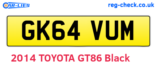 GK64VUM are the vehicle registration plates.