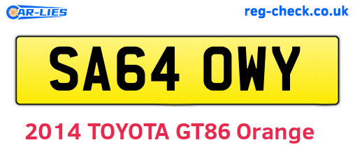 SA64OWY are the vehicle registration plates.