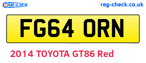 FG64ORN are the vehicle registration plates.