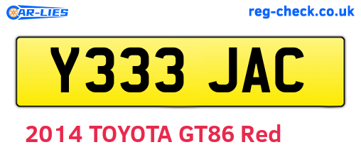 Y333JAC are the vehicle registration plates.