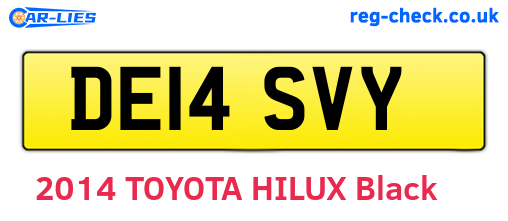 DE14SVY are the vehicle registration plates.
