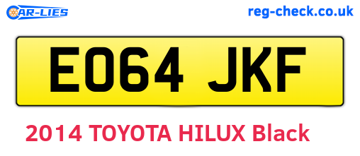 EO64JKF are the vehicle registration plates.