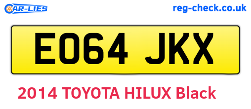 EO64JKX are the vehicle registration plates.