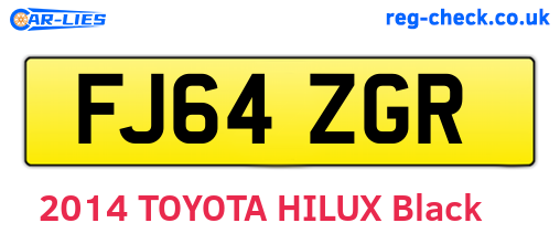 FJ64ZGR are the vehicle registration plates.
