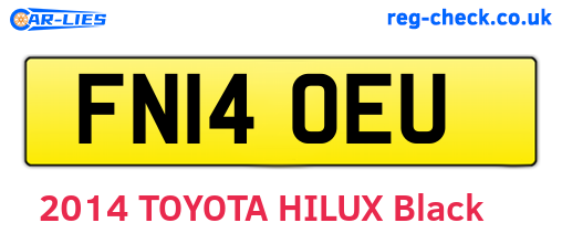 FN14OEU are the vehicle registration plates.