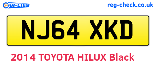 NJ64XKD are the vehicle registration plates.