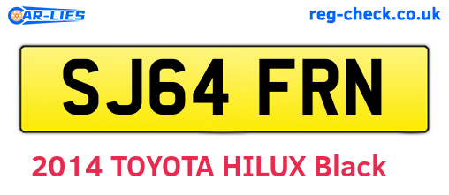 SJ64FRN are the vehicle registration plates.