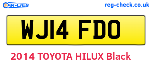 WJ14FDO are the vehicle registration plates.