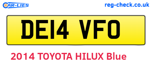 DE14VFO are the vehicle registration plates.
