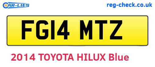 FG14MTZ are the vehicle registration plates.