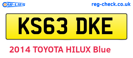 KS63DKE are the vehicle registration plates.