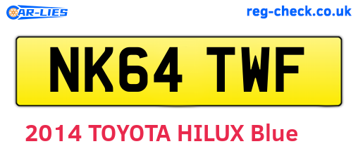 NK64TWF are the vehicle registration plates.