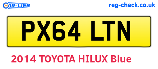 PX64LTN are the vehicle registration plates.