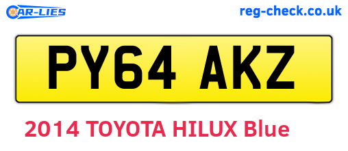 PY64AKZ are the vehicle registration plates.