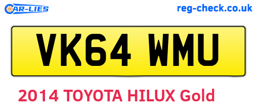 VK64WMU are the vehicle registration plates.