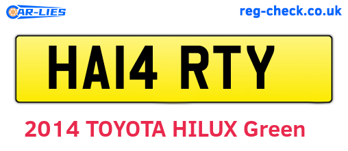 HA14RTY are the vehicle registration plates.