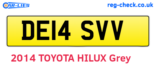DE14SVV are the vehicle registration plates.