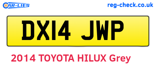 DX14JWP are the vehicle registration plates.