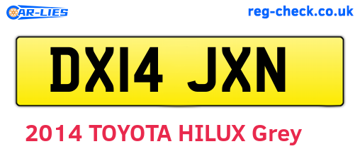 DX14JXN are the vehicle registration plates.