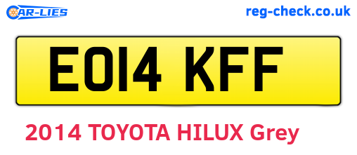 EO14KFF are the vehicle registration plates.