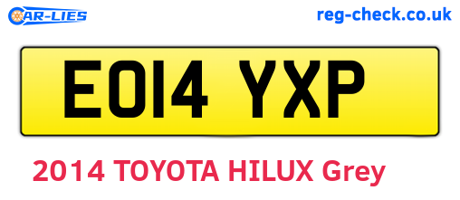 EO14YXP are the vehicle registration plates.