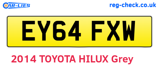 EY64FXW are the vehicle registration plates.