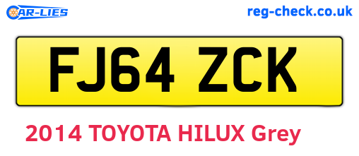 FJ64ZCK are the vehicle registration plates.