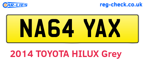 NA64YAX are the vehicle registration plates.