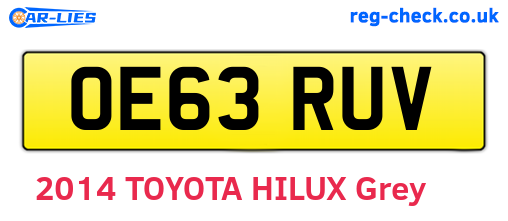 OE63RUV are the vehicle registration plates.